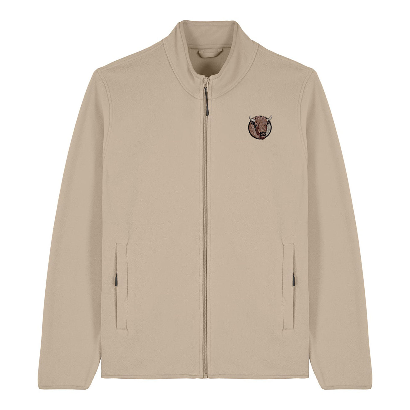 Bison Portrait Embroidered Men's Fleece Jacket