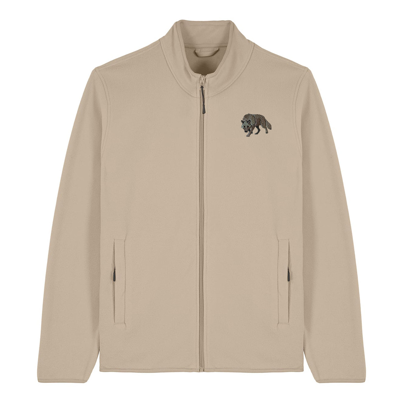 Grey Wolf Embroidered Men's Fleece Jacket