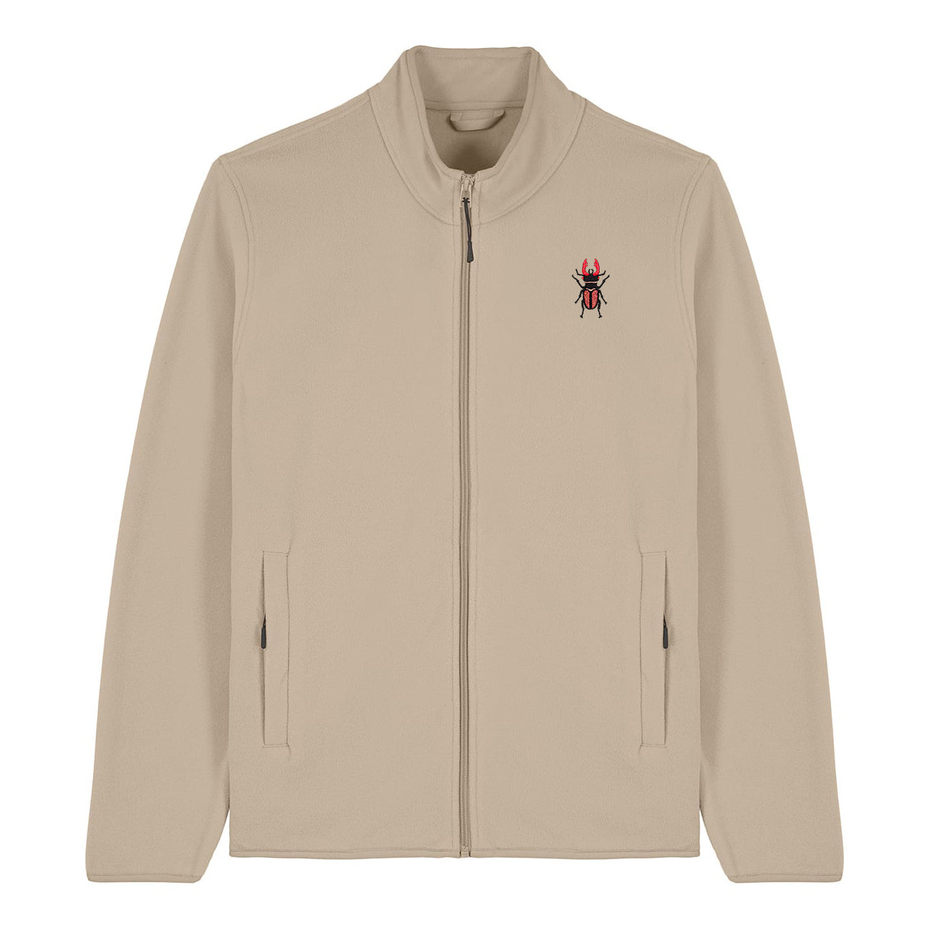 Stag Beetle Embroidered Men's Fleece Jacket