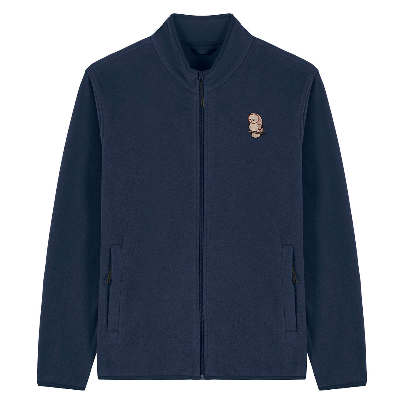 Barn Owl Cute Embroidered Men's Fleece Jacket