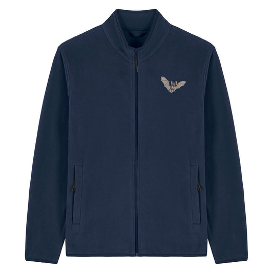 Grey Long-Eared Bat Embroidered Men's Fleece Jacket