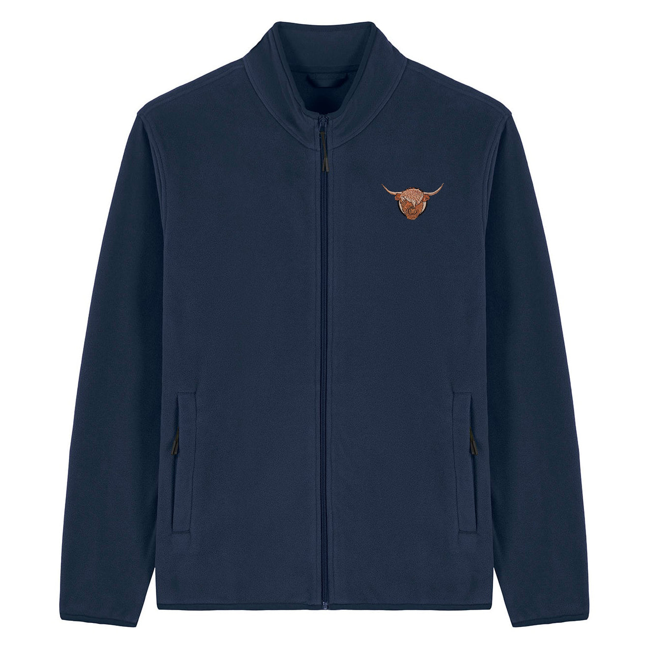 Highland Cow Embroidered Men's Fleece Jacket