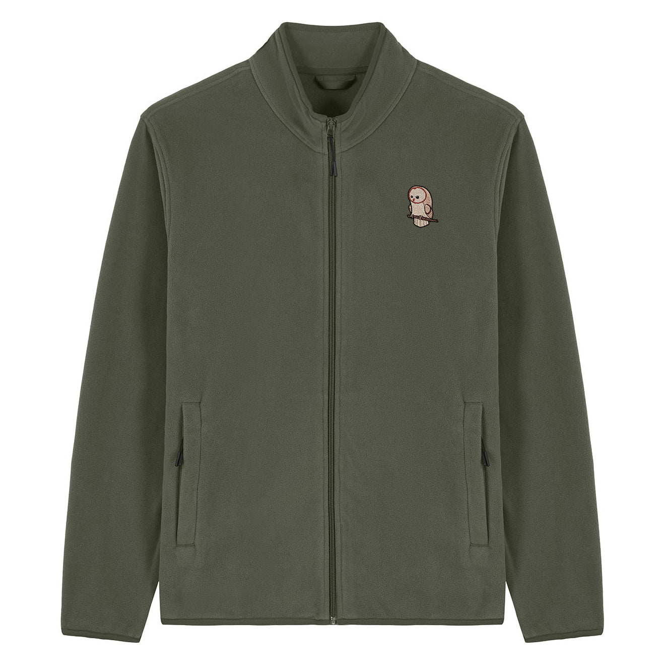 Barn Owl Cute Embroidered Men's Fleece Jacket