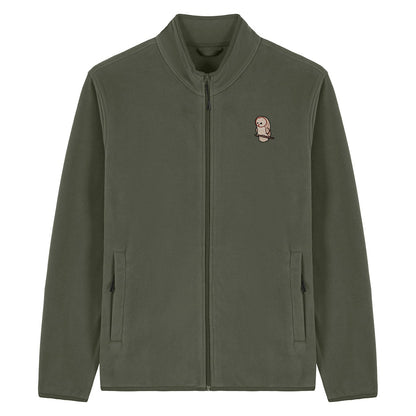 Barn Owl Cute Embroidered Men's Fleece Jacket