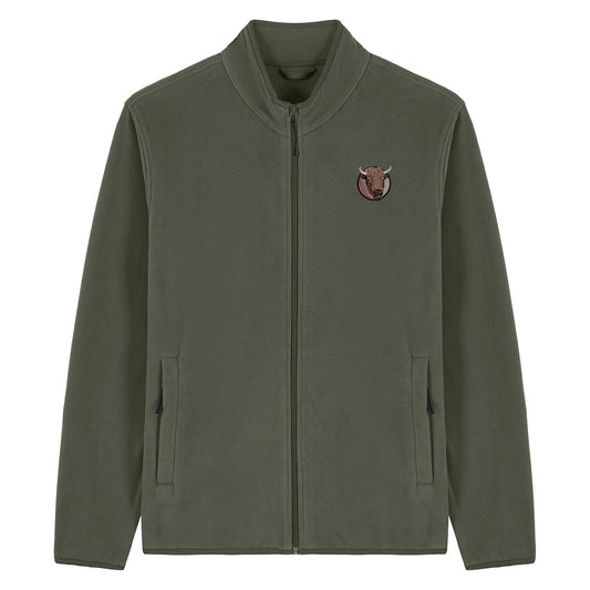 Bison Portrait Embroidered Men's Fleece Jacket