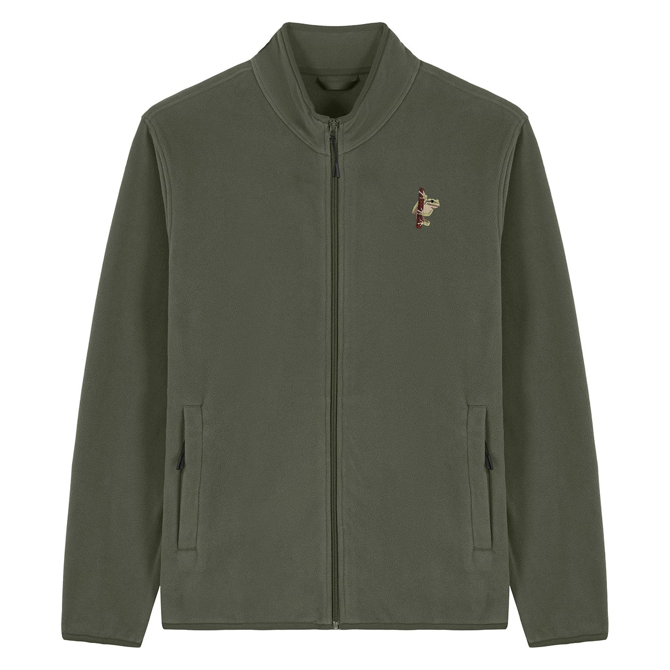 European Tree Frog Embroidered Men's Fleece Jacket