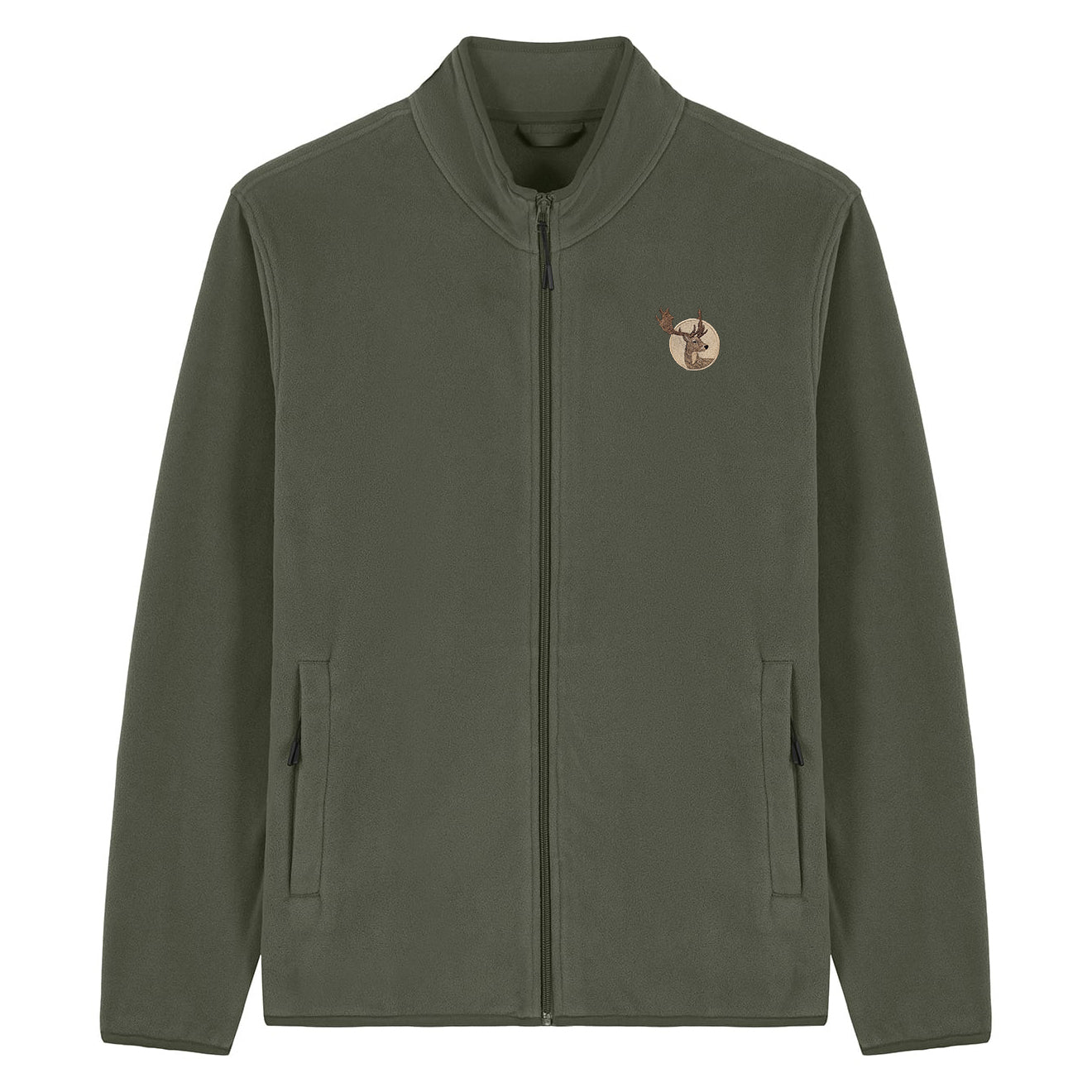Fallow Deer Portrait Embroidered Men's Fleece Jacket