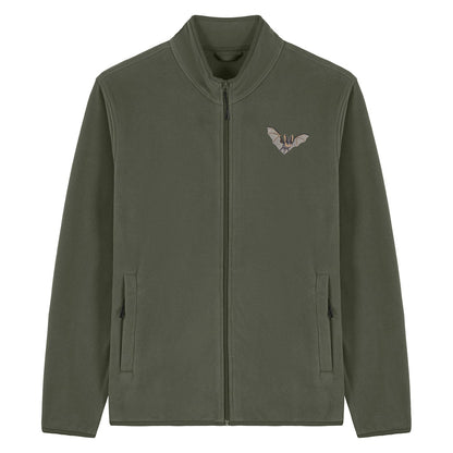 Grey Long-Eared Bat Embroidered Men's Fleece Jacket