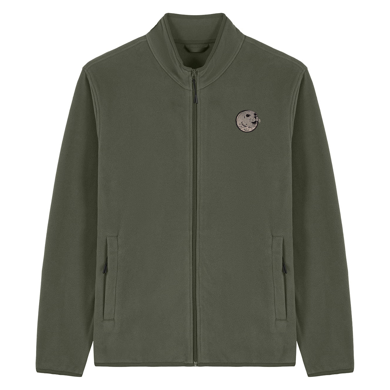 Grey Seal Embroidered Men's Fleece Jacket