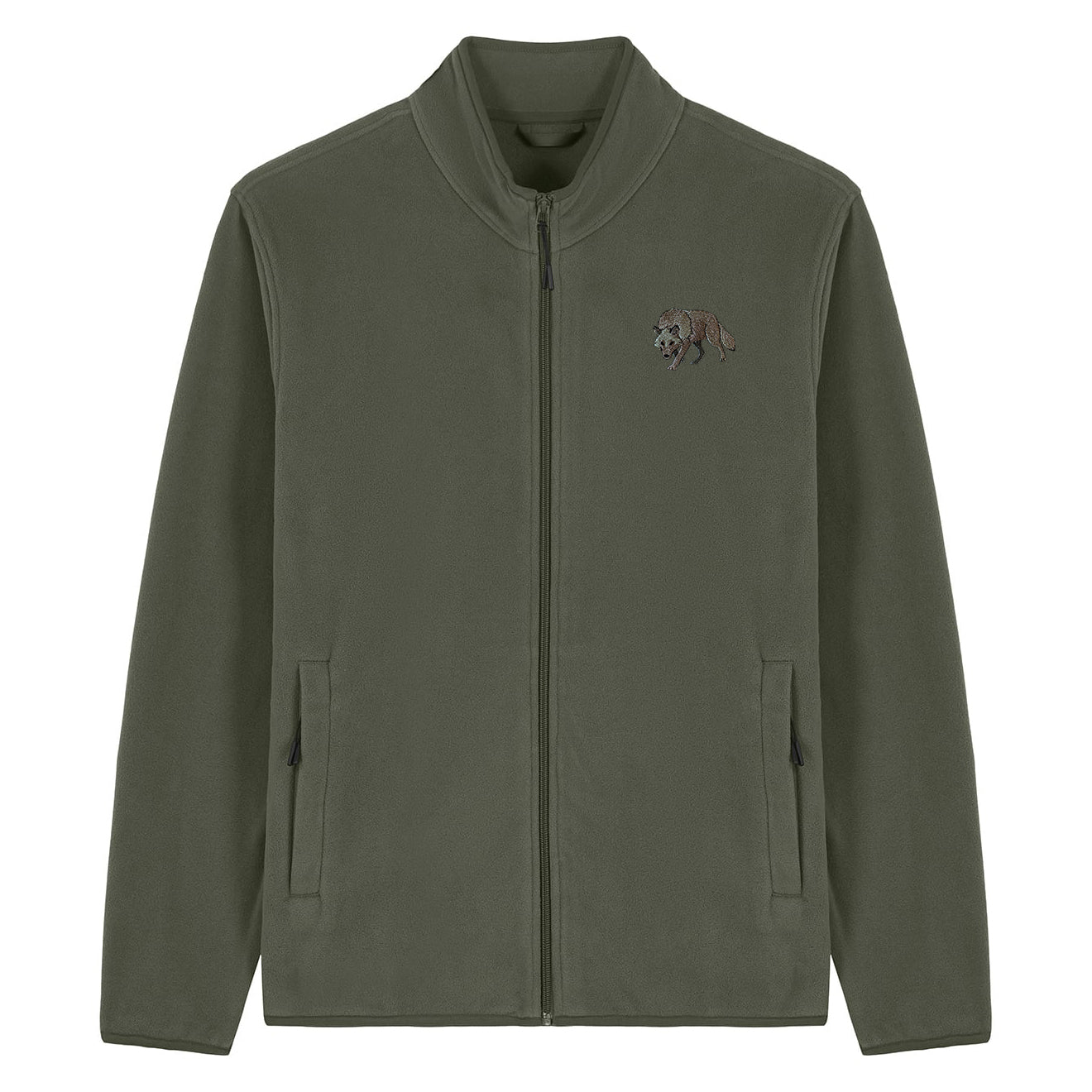 Grey Wolf Embroidered Men's Fleece Jacket