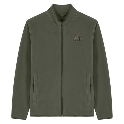 Grey Wolf Embroidered Men's Fleece Jacket