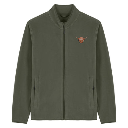 Highland Cow Embroidered Men's Fleece Jacket