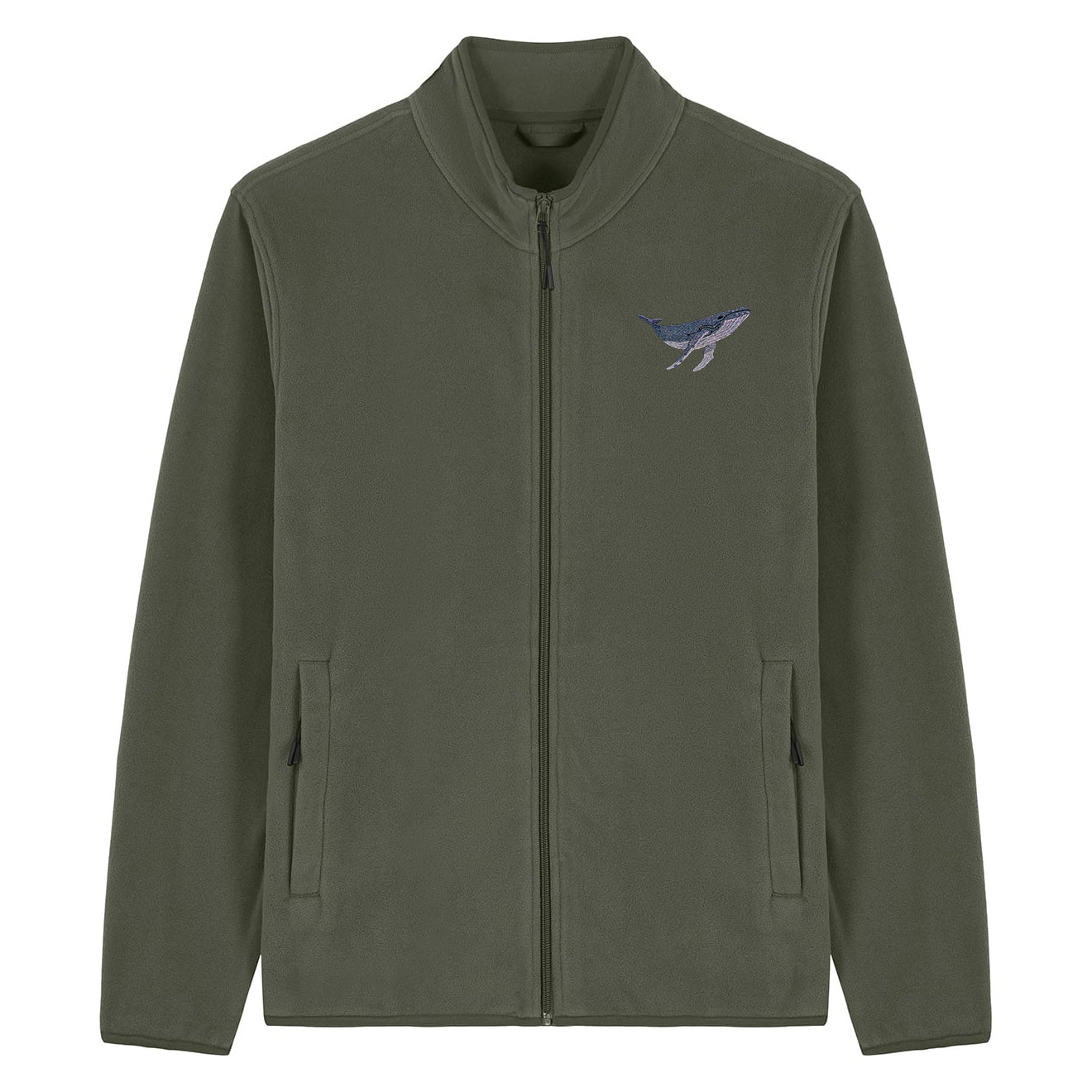 Humpback Whale Embroidered Men's Fleece Jacket