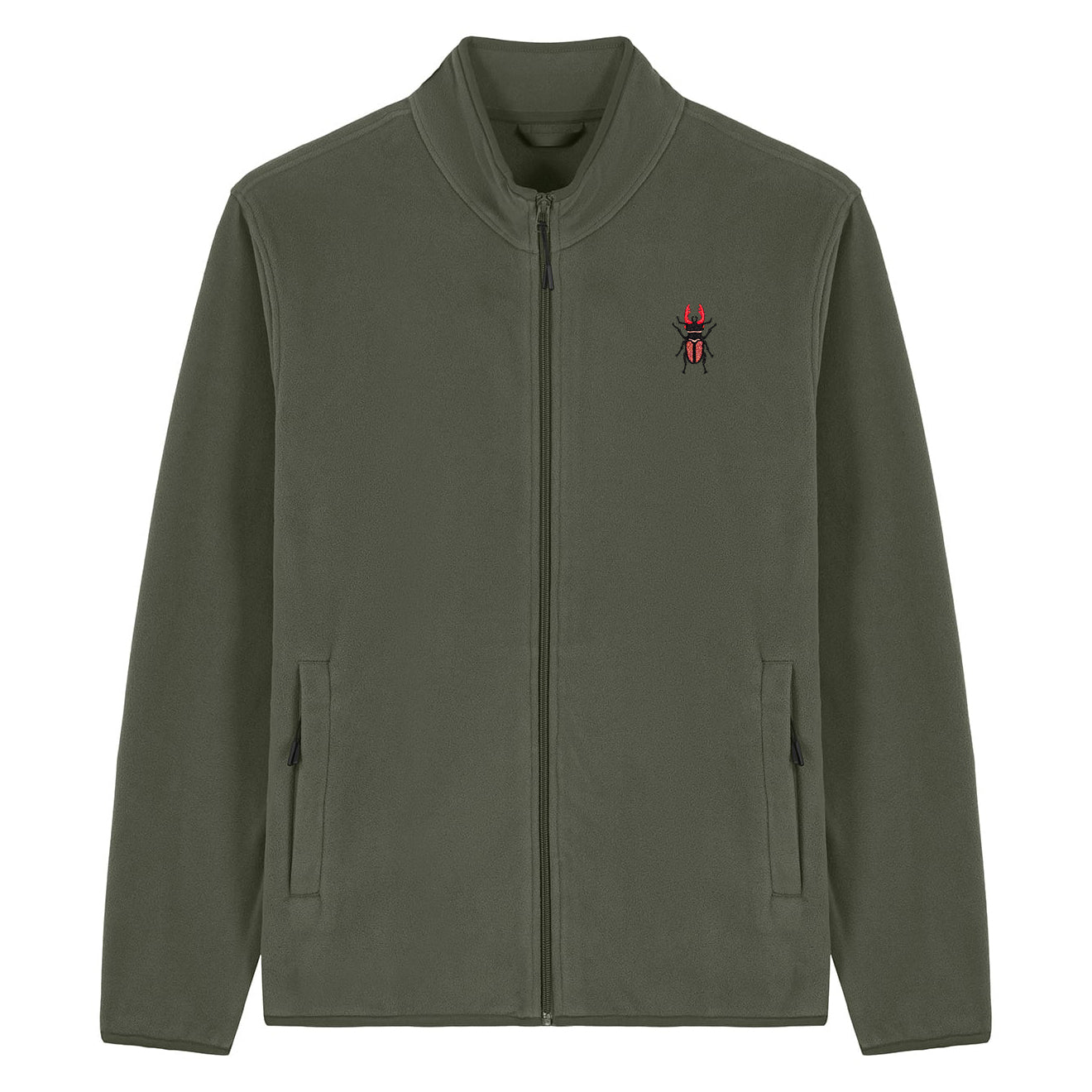 Stag Beetle Embroidered Men's Fleece Jacket