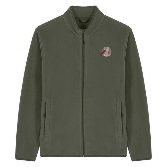 White Stork Portrait Embroidered Men's Fleece Jacket