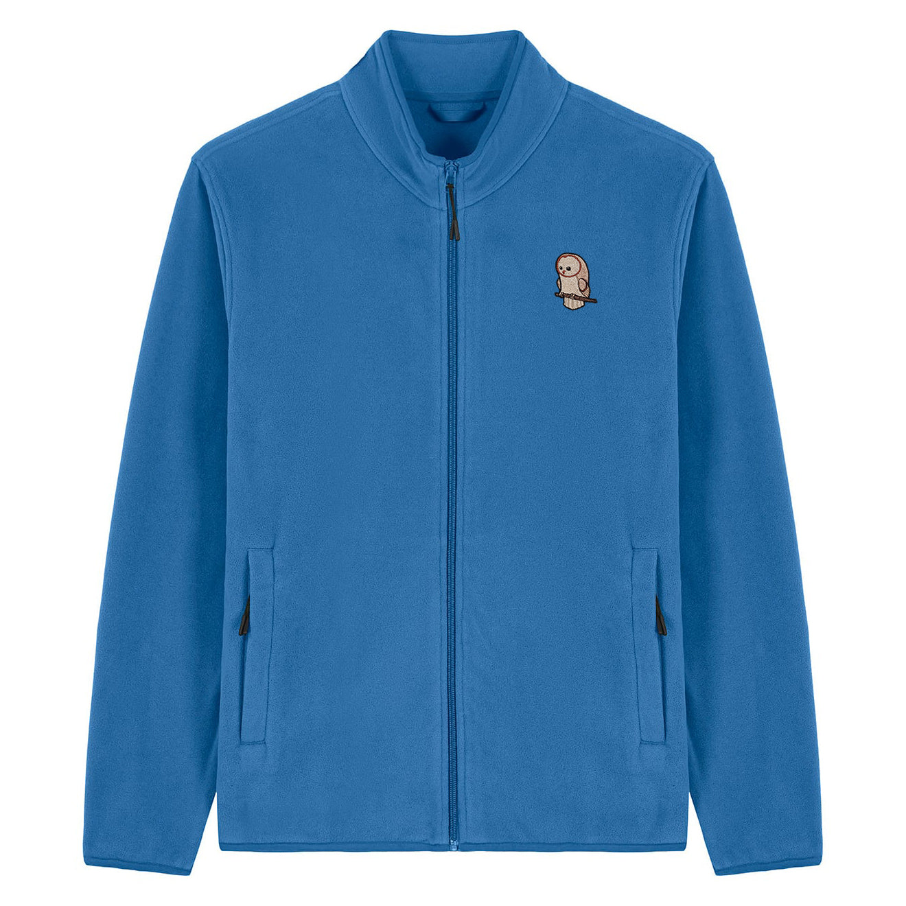 Barn Owl Cute Embroidered Men's Fleece Jacket