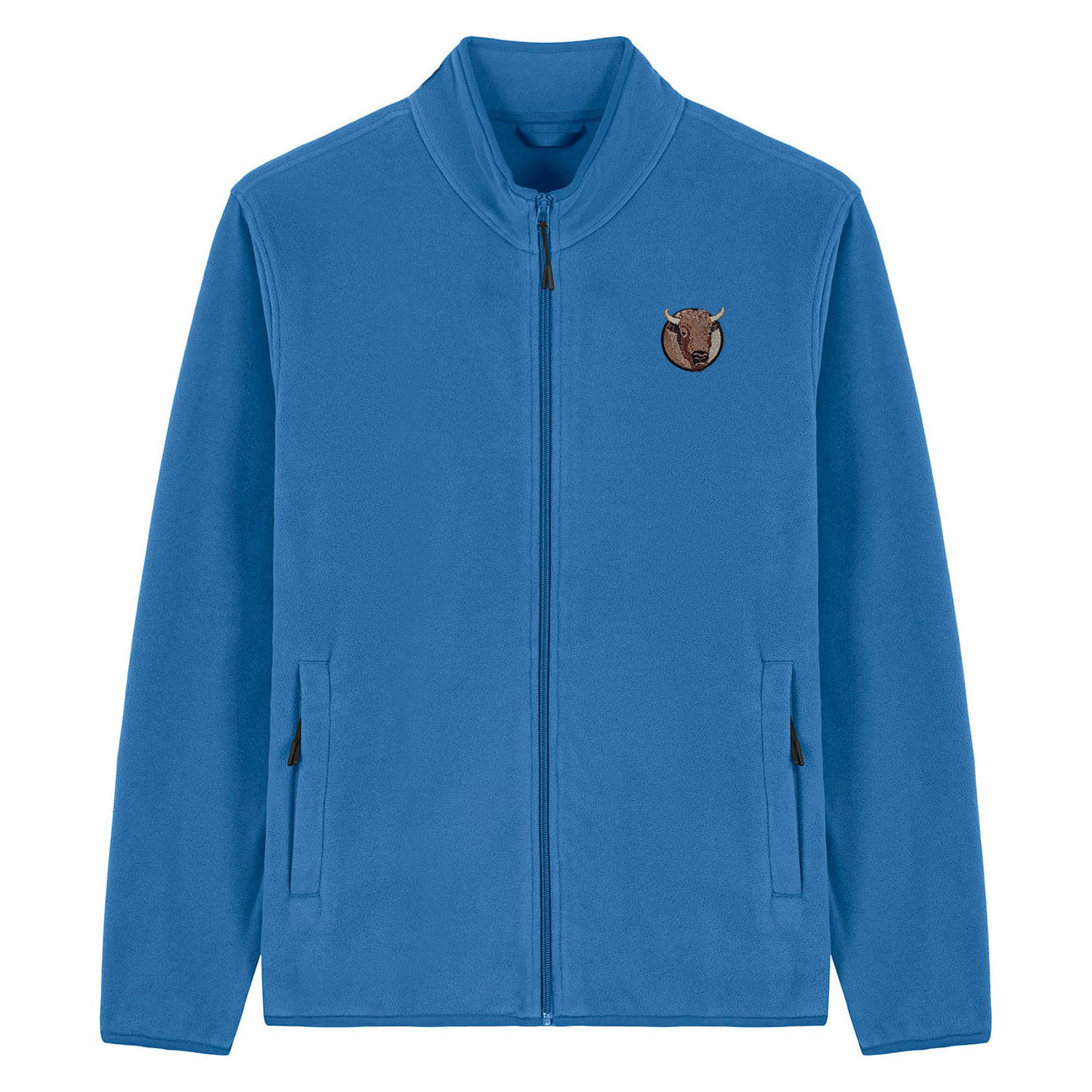 Bison Portrait Embroidered Men's Fleece Jacket
