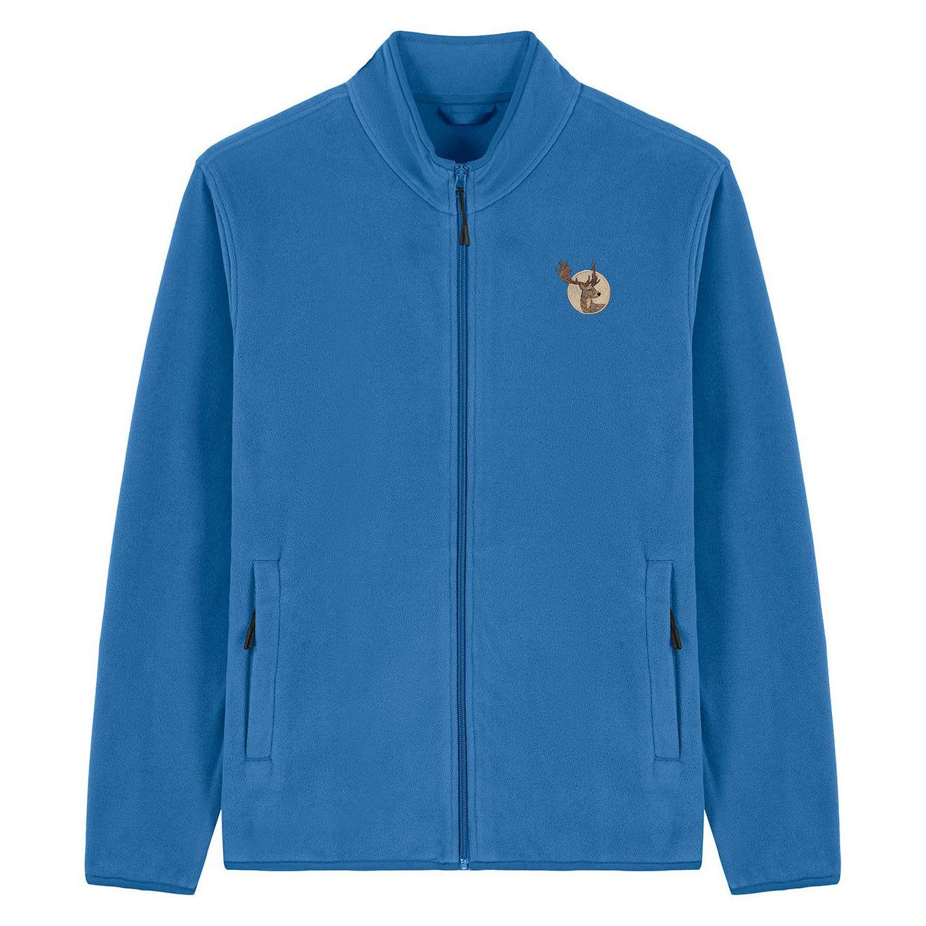 Fallow Deer Portrait Embroidered Men's Fleece Jacket
