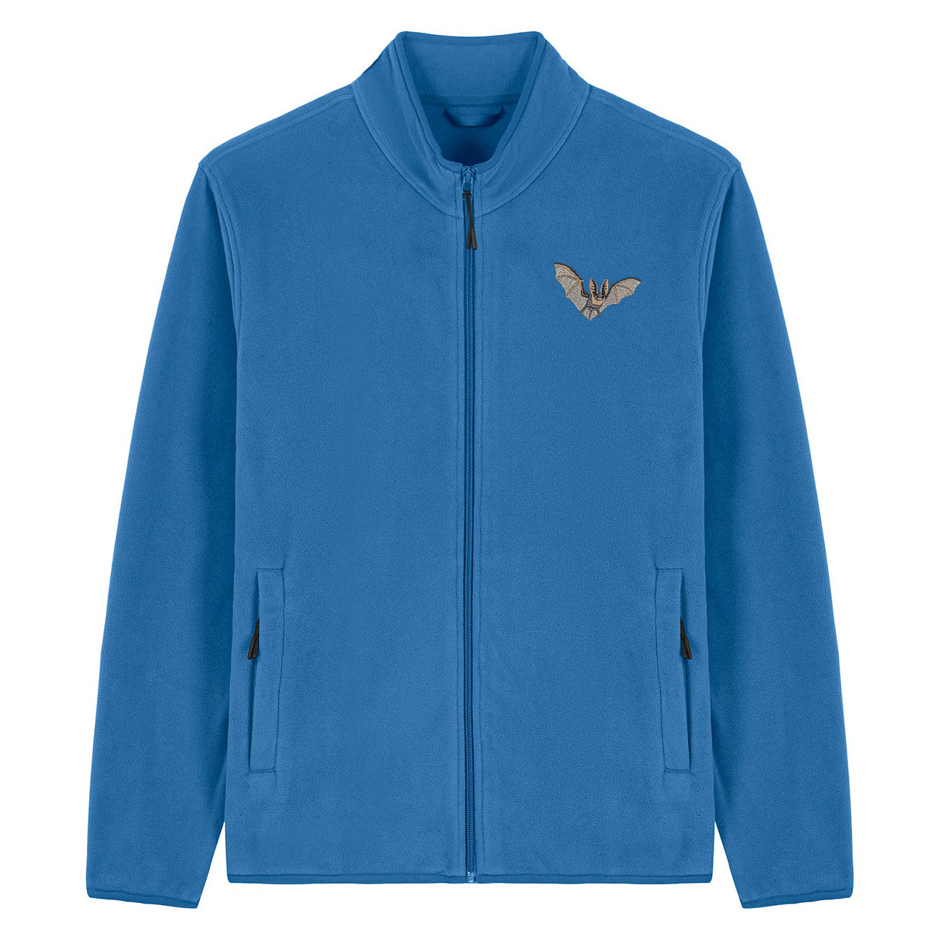 Grey Long-Eared Bat Embroidered Men's Fleece Jacket