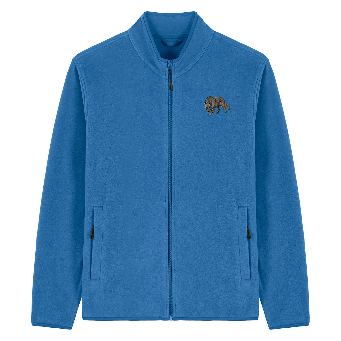 Grey Wolf Embroidered Men's Fleece Jacket
