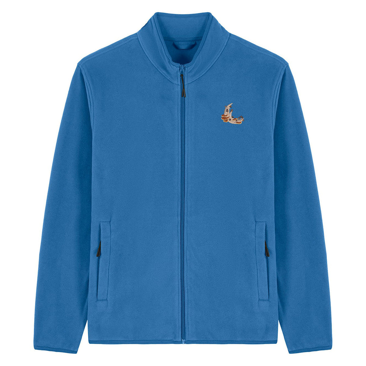 Mushroom Moon Crescent Embroidered Men's Fleece Jacket