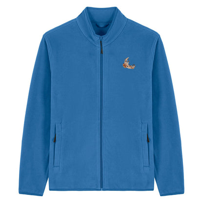 Mushroom Moon Crescent Embroidered Men's Fleece Jacket