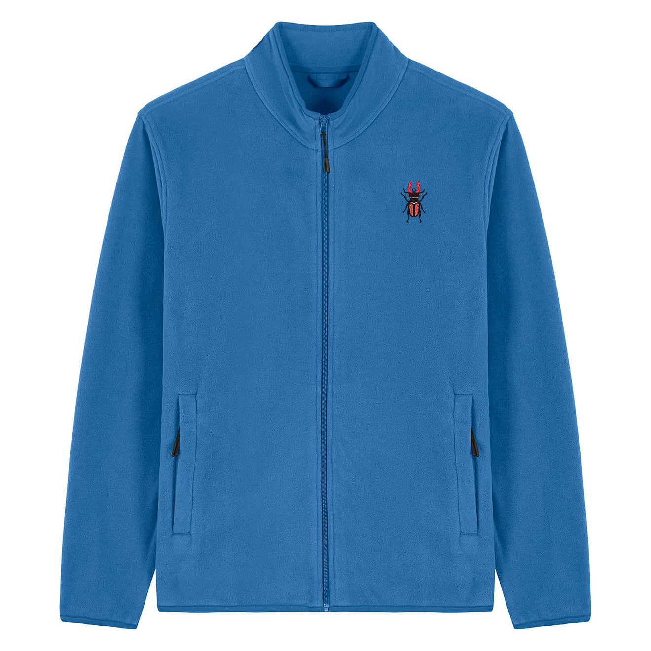 Stag Beetle Embroidered Men's Fleece Jacket
