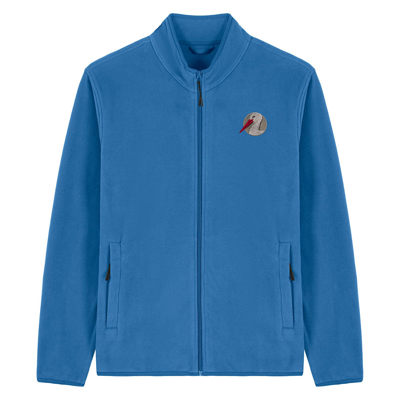 White Stork Portrait Embroidered Men's Fleece Jacket