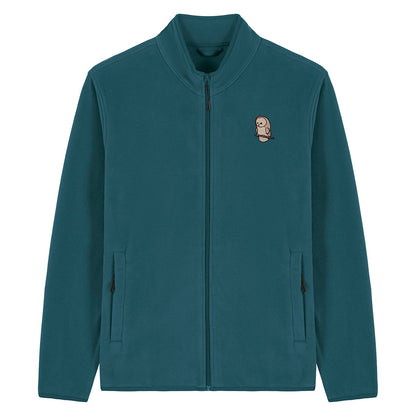 Barn Owl Cute Embroidered Men's Fleece Jacket
