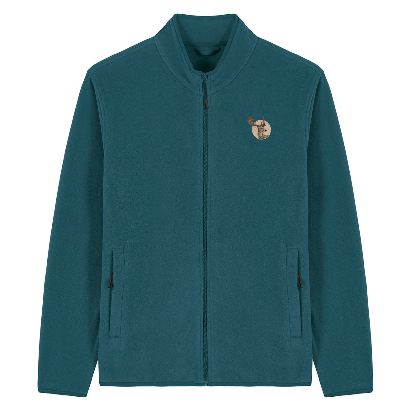 Fallow Deer Portrait Embroidered Men's Fleece Jacket