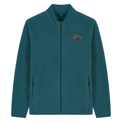 Grey Wolf Embroidered Men's Fleece Jacket