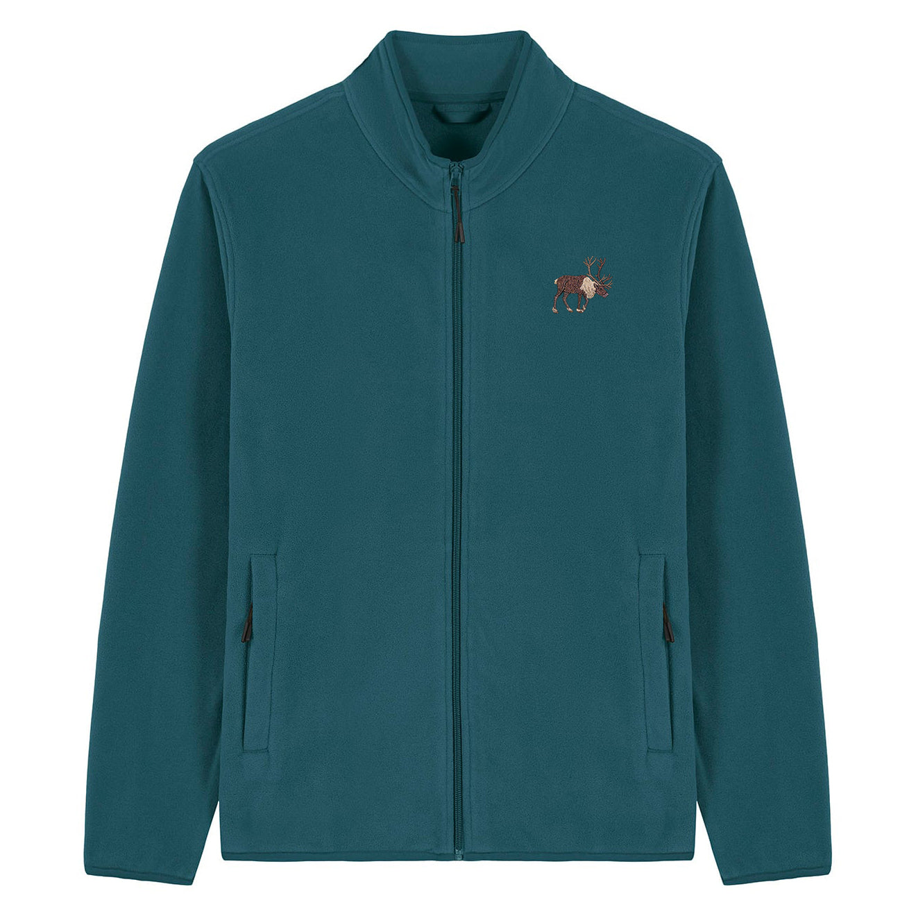 Reindeer Embroidered Men's Fleece Jacket