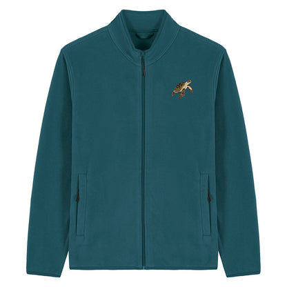 Sea Turtle Embroidered Men's Fleece Jacket