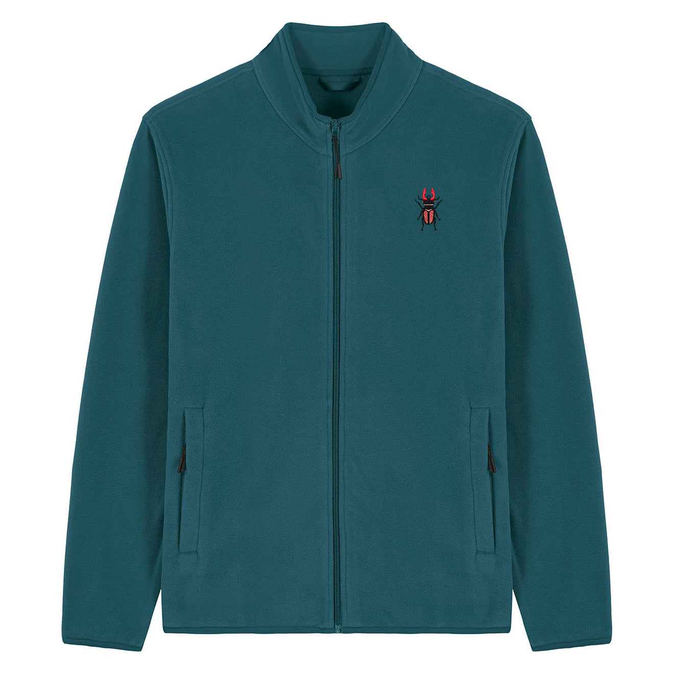Stag Beetle Embroidered Men's Fleece Jacket