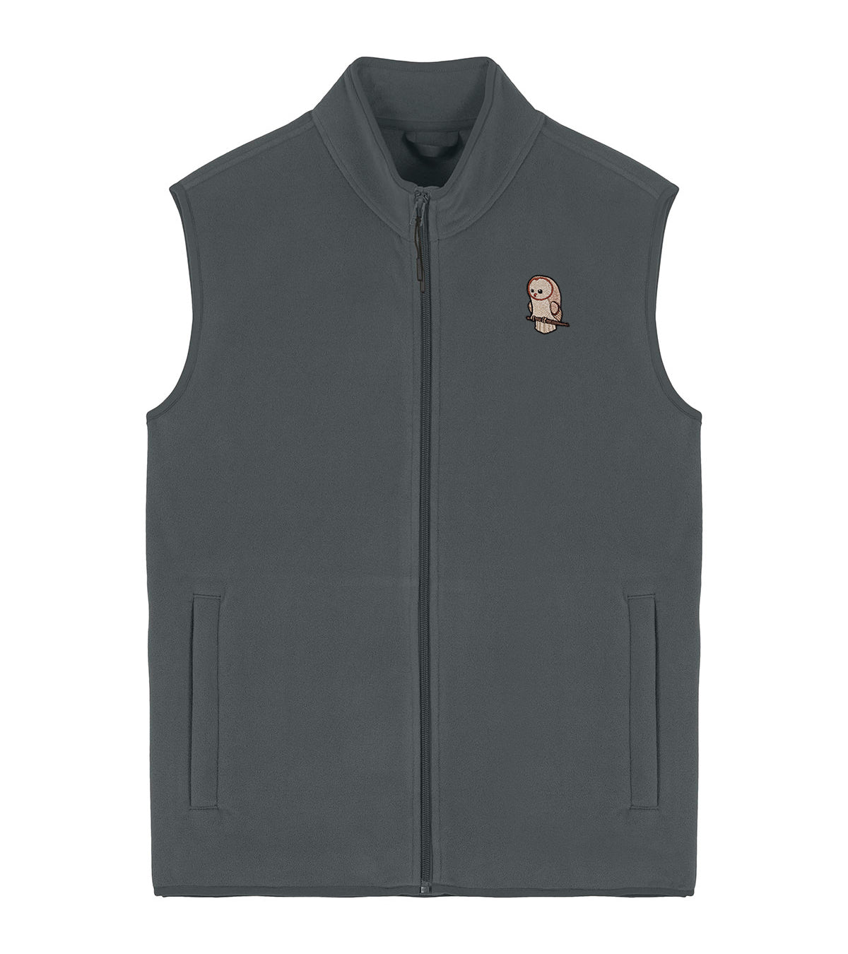 Barn Owl Cute Embroidered Men's Fleece Gilet Bodywarmer