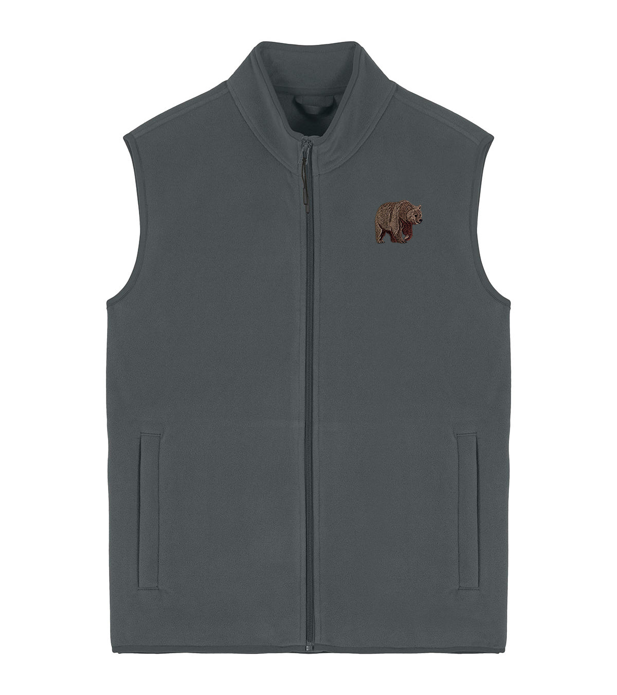 Brown Bear Embroidered Men's Fleece Gilet Bodywarmer