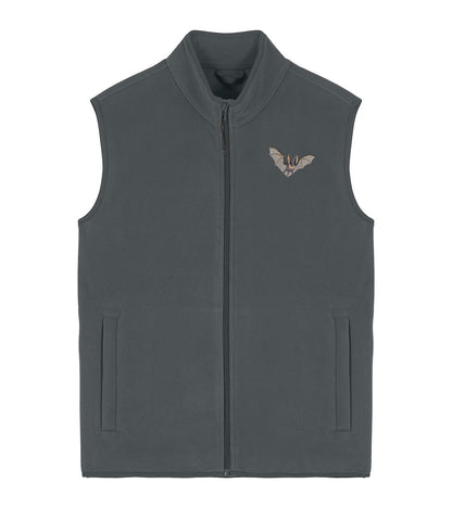 Grey Long-Eared Bat Embroidered Men's Fleece Gilet Bodywarmer