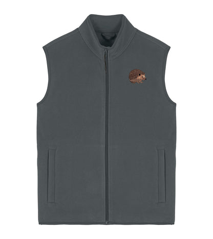 Hedgehog Embroidered Men's Fleece Gilet Bodywarmer