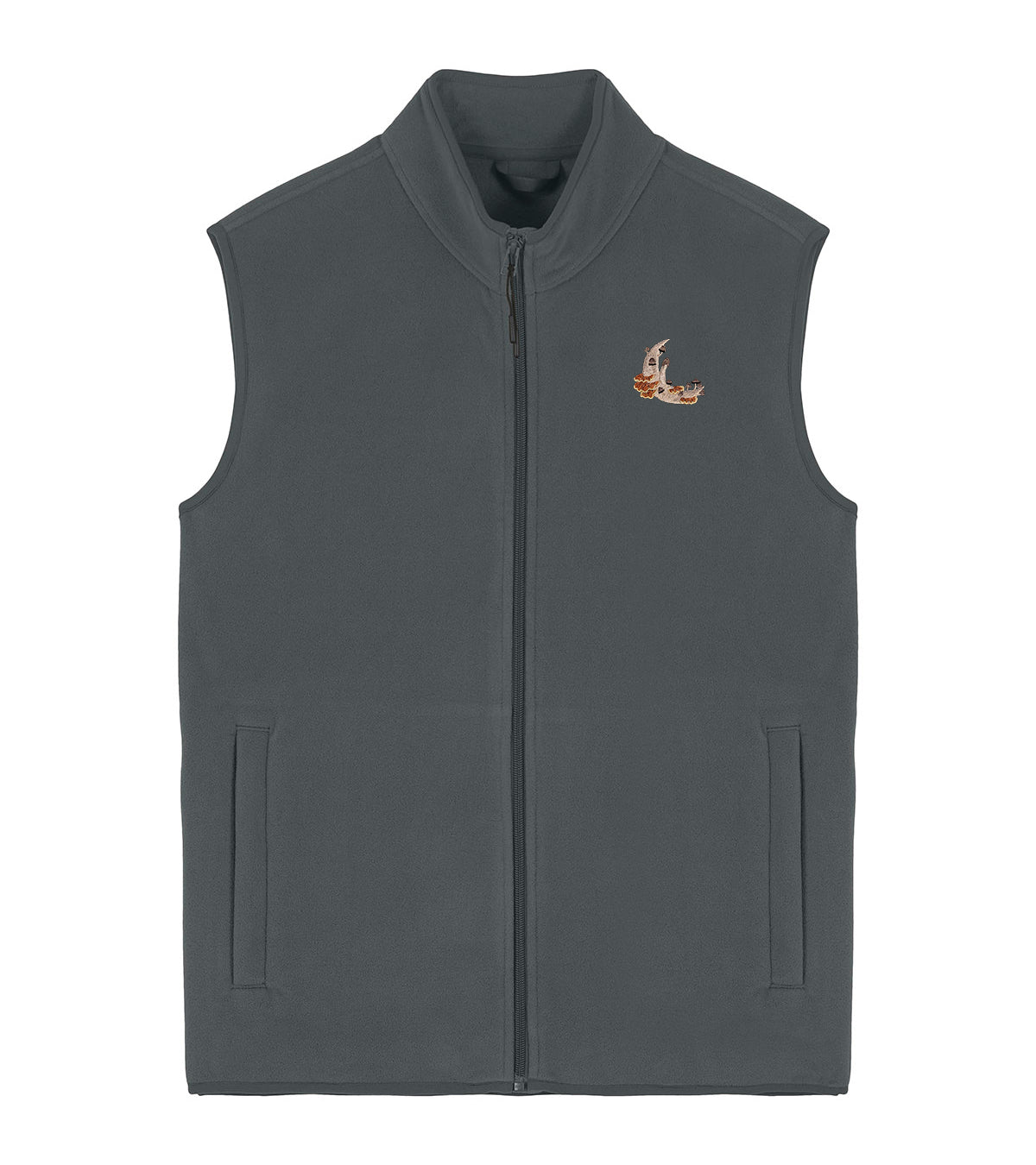 Mushroom Moon Crescent Embroidered Men's Fleece Gilet Bodywarmer