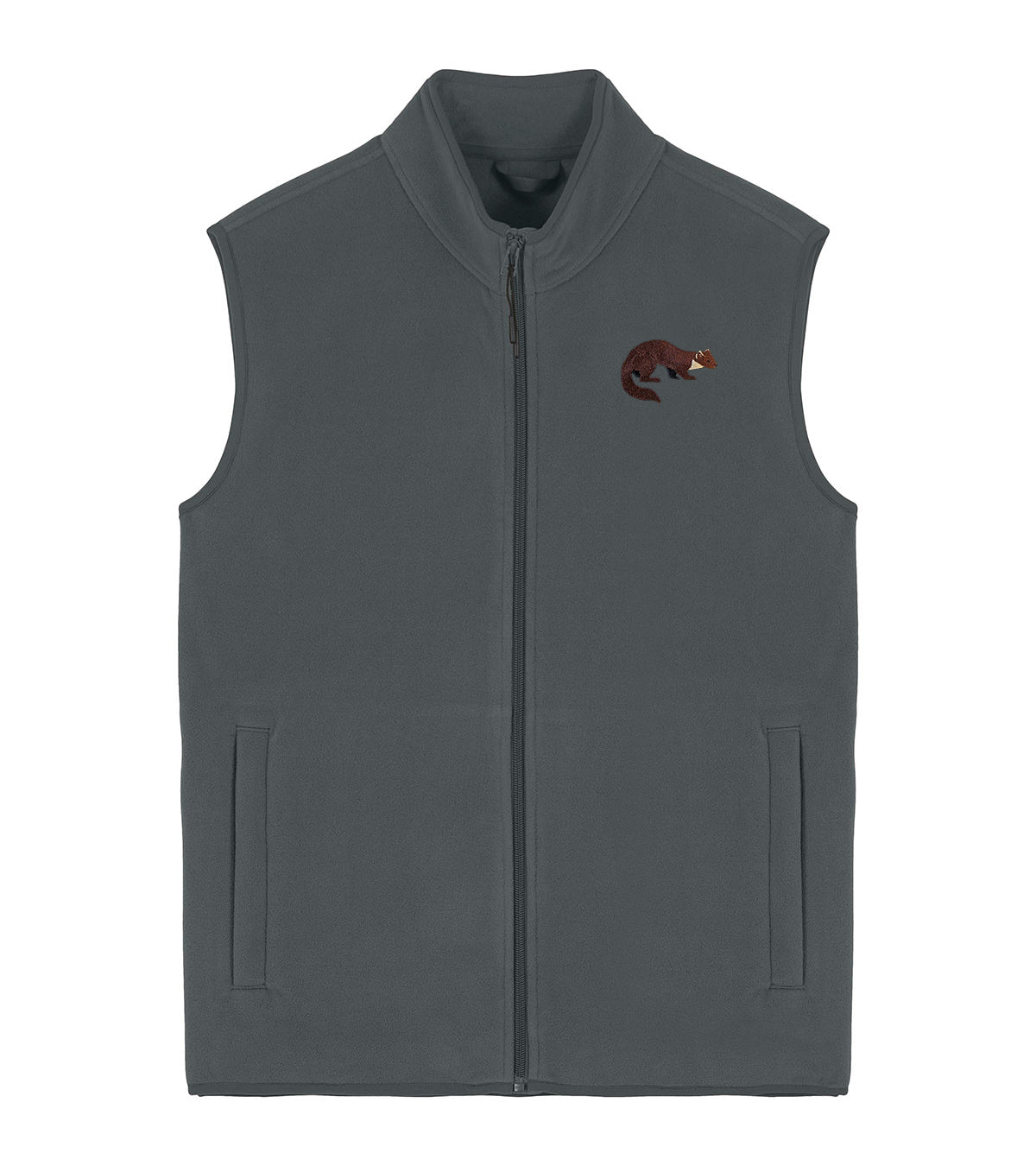 Pine Marten Embroidered Men's Fleece Gilet Bodywarmer