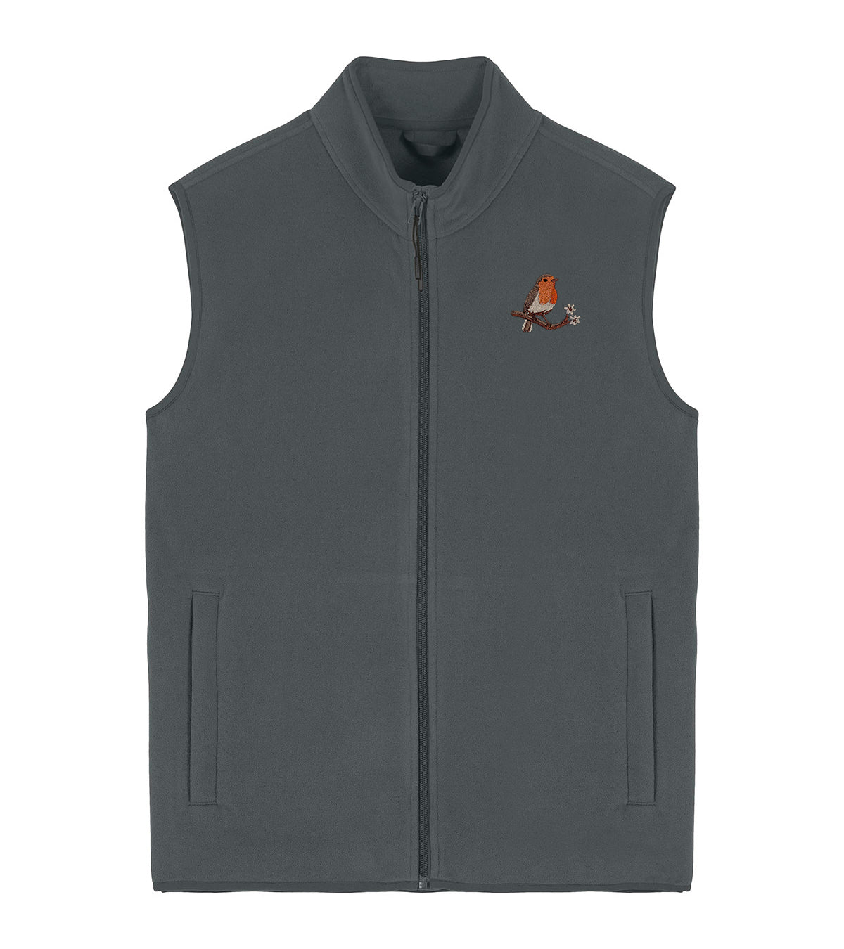 Robin Embroidered Men's Fleece Gilet Bodywarmer