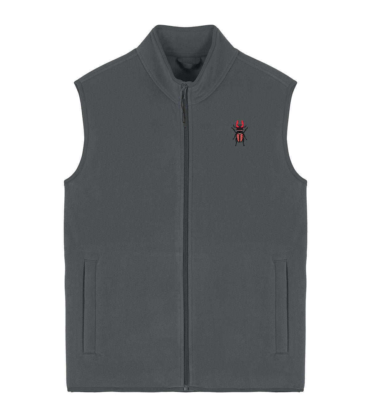 Stag Beetle Embroidered Men's Fleece Gilet Bodywarmer