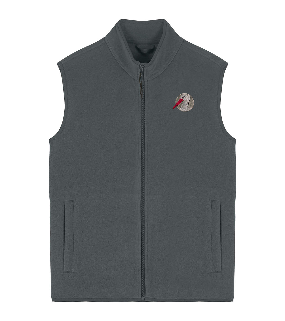 White Stork Portrait Embroidered Men's Fleece Gilet Bodywarmer