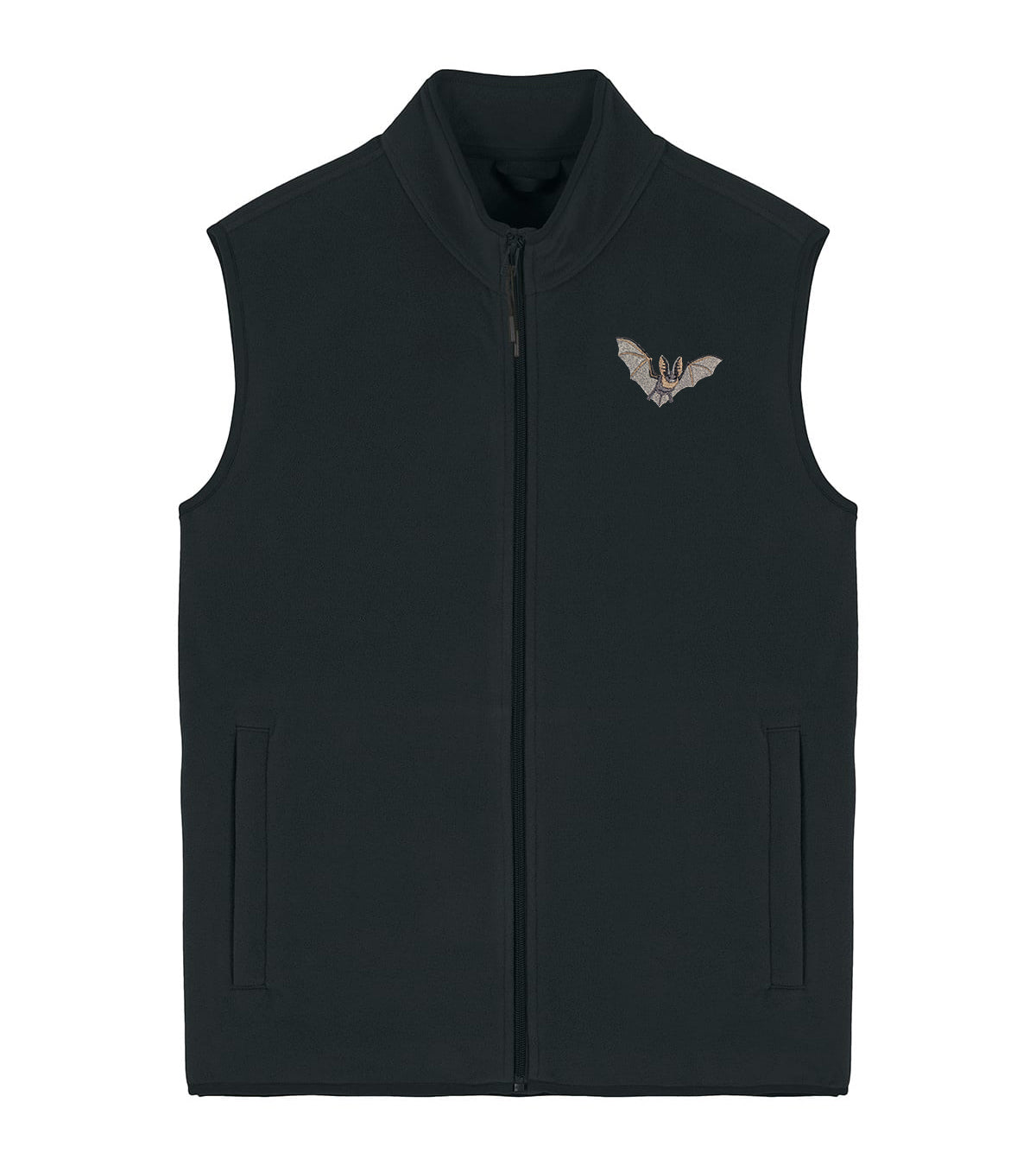 Grey Long-Eared Bat Embroidered Men's Fleece Gilet Bodywarmer
