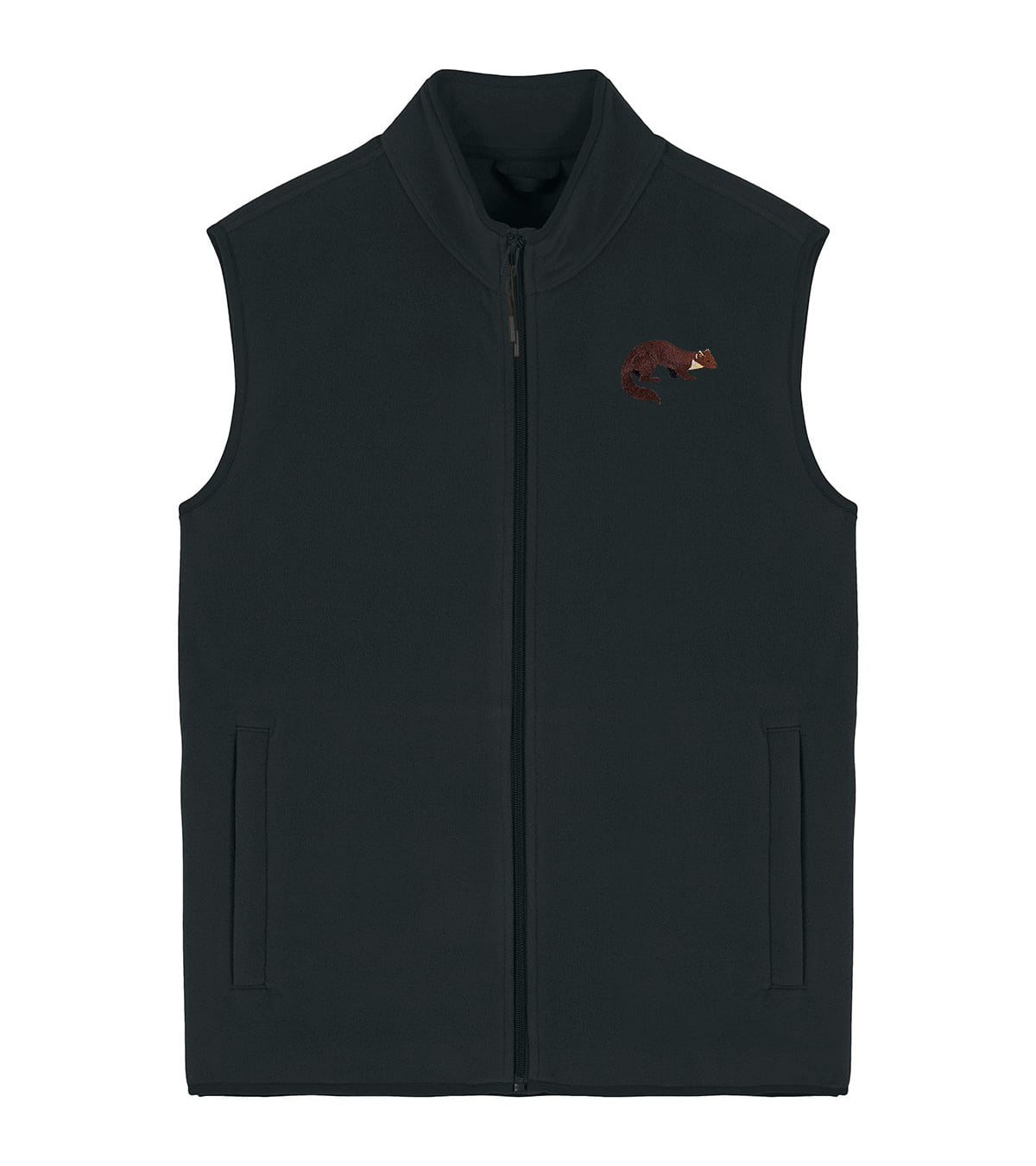 Pine Marten Embroidered Men's Fleece Gilet Bodywarmer