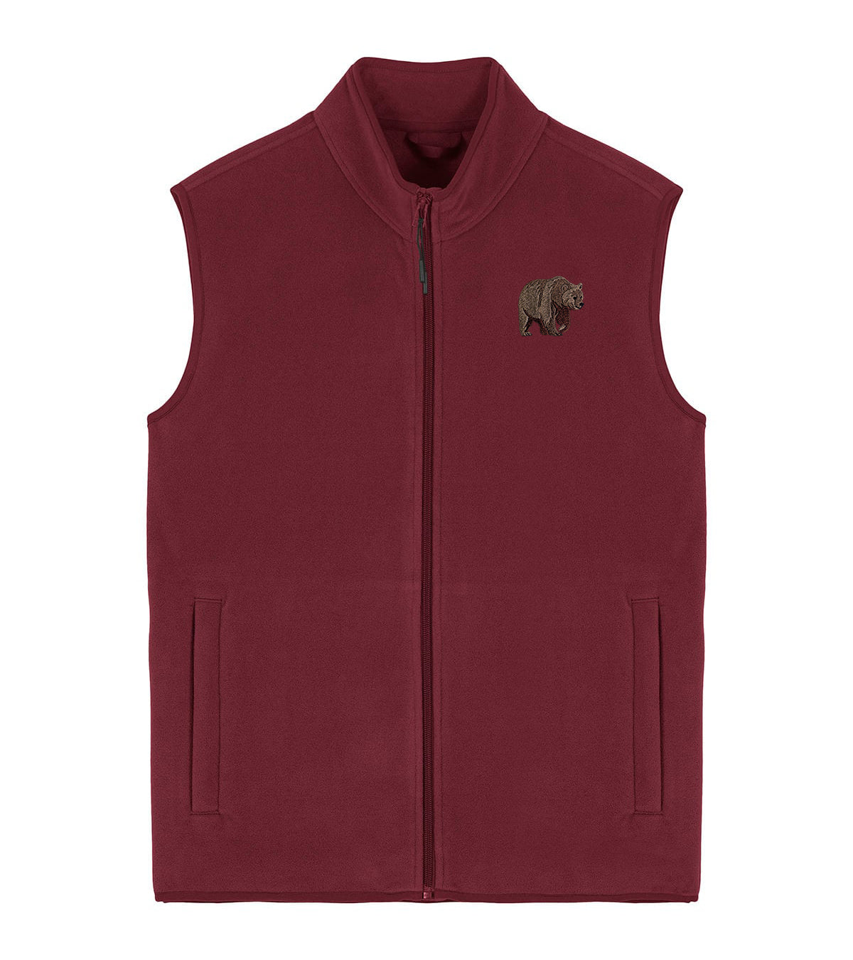Brown Bear Embroidered Men's Fleece Gilet Bodywarmer