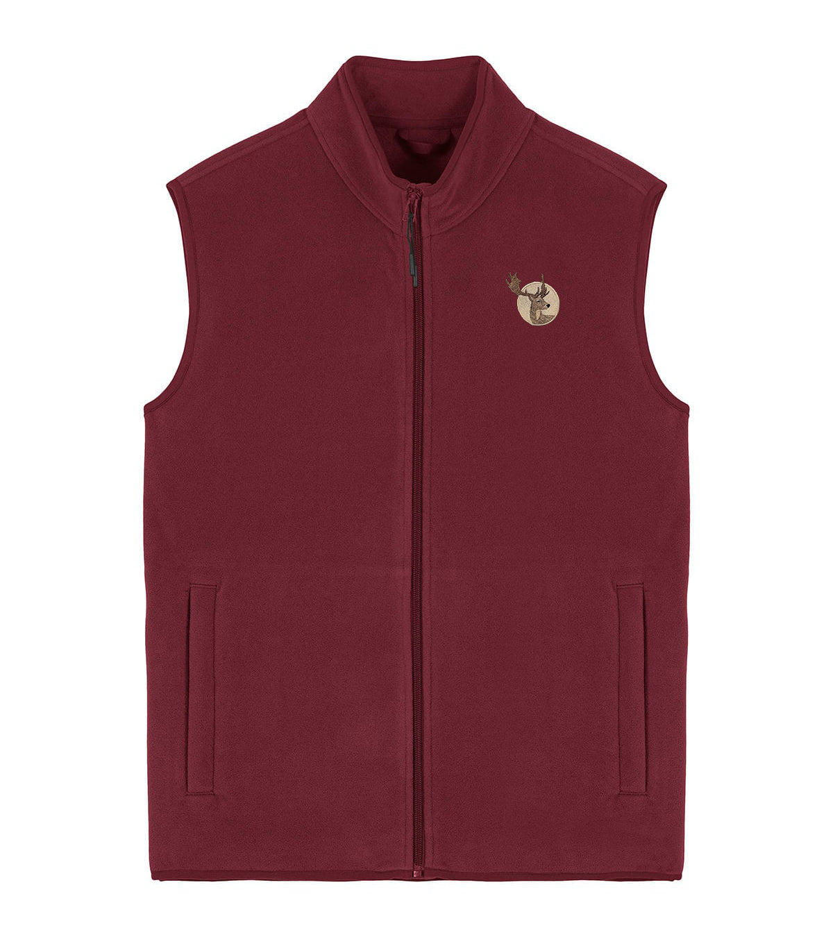 Fallow Deer Portrait Embroidered Men's Fleece Gilet Bodywarmer