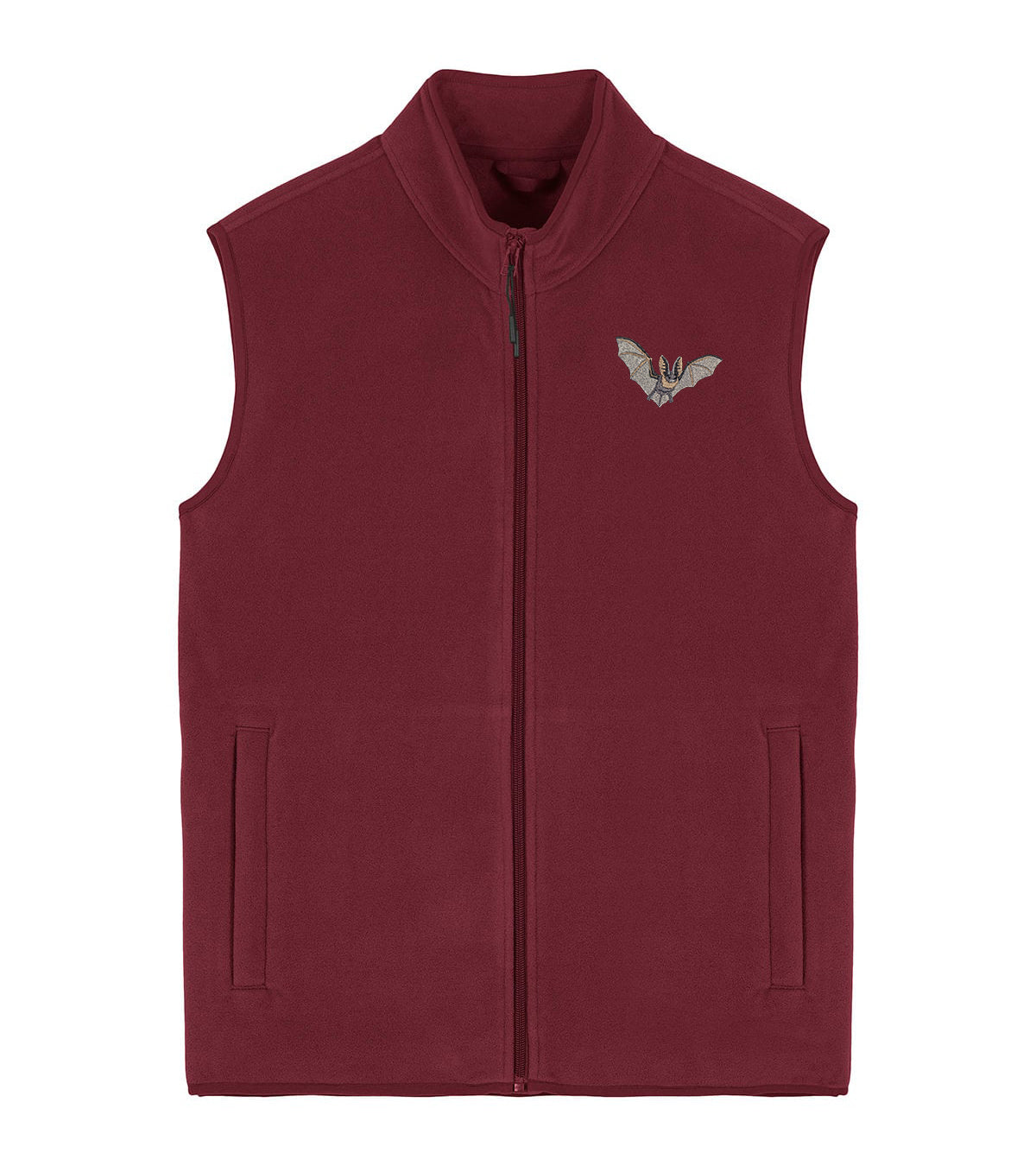 Grey Long-Eared Bat Embroidered Men's Fleece Gilet Bodywarmer