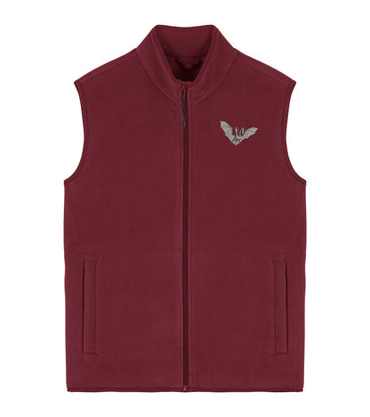 Grey Long-Eared Bat Embroidered Men's Fleece Gilet Bodywarmer