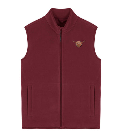 Highland Cow Embroidered Men's Fleece Gilet Bodywarmer